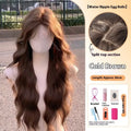 Women's long curly synthetic wig with side bangs in brown colour options