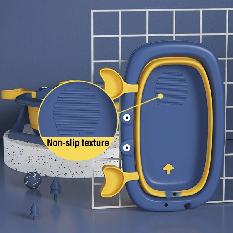 Blue foldable PVC pet tub for small cats and dogs showing portable design