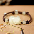 Hetian jade bracelet with black and red braided ropes traditional Chinese jewellery