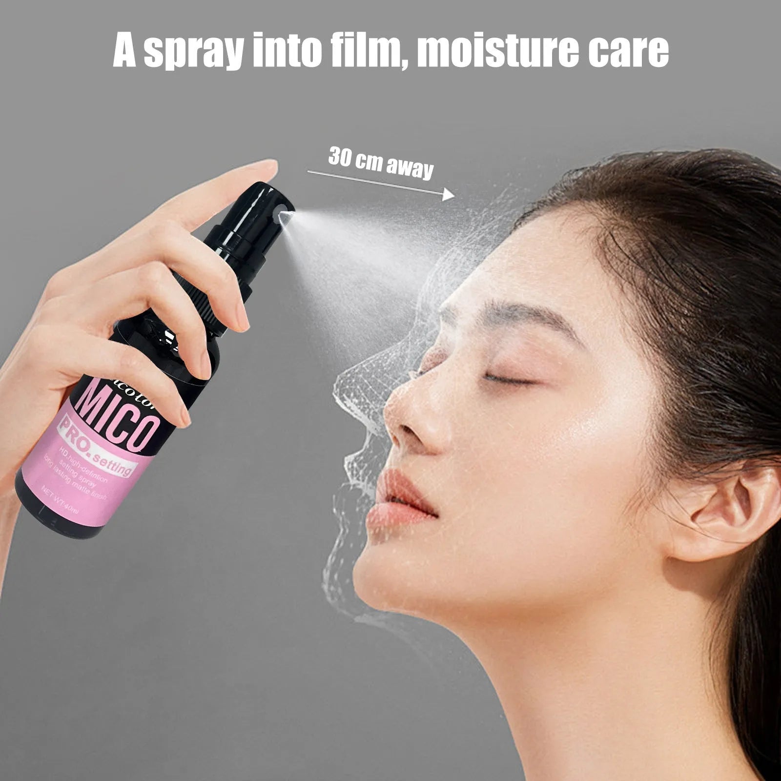 Makeup primer and finishing spray duo set with 45ml and 40ml bottles