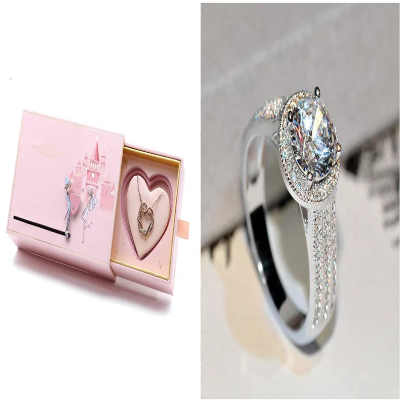 Classic lotus geometric wedding ring in brass and electric white steel with artificial gemstone inlay on white background