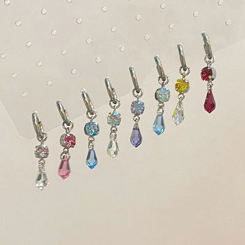 Water drop pendant earrings in geometric shape, copper with electroplating, available in multiple colours for women