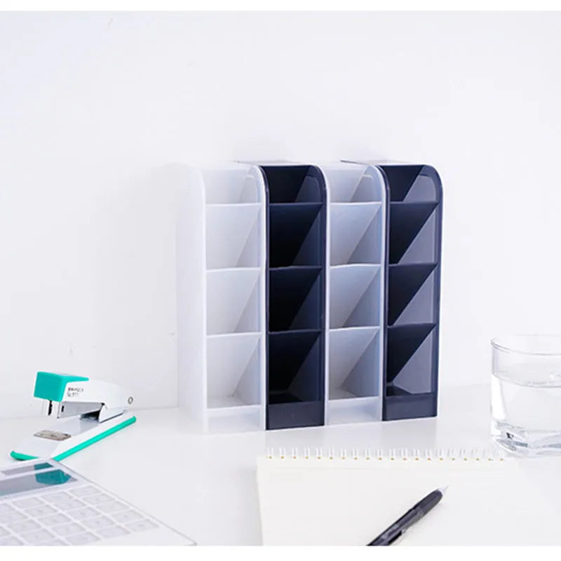 Ins book stand bookshelf with black storage box and divided grid pen holder on a desk