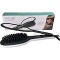 Black electric hair straightener and curling iron comb with tourmaline ceramic heat conductor and 10 temperature settings