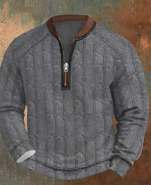Men's casual checkered printed half zip hoodie in loose fit, polyester street style top