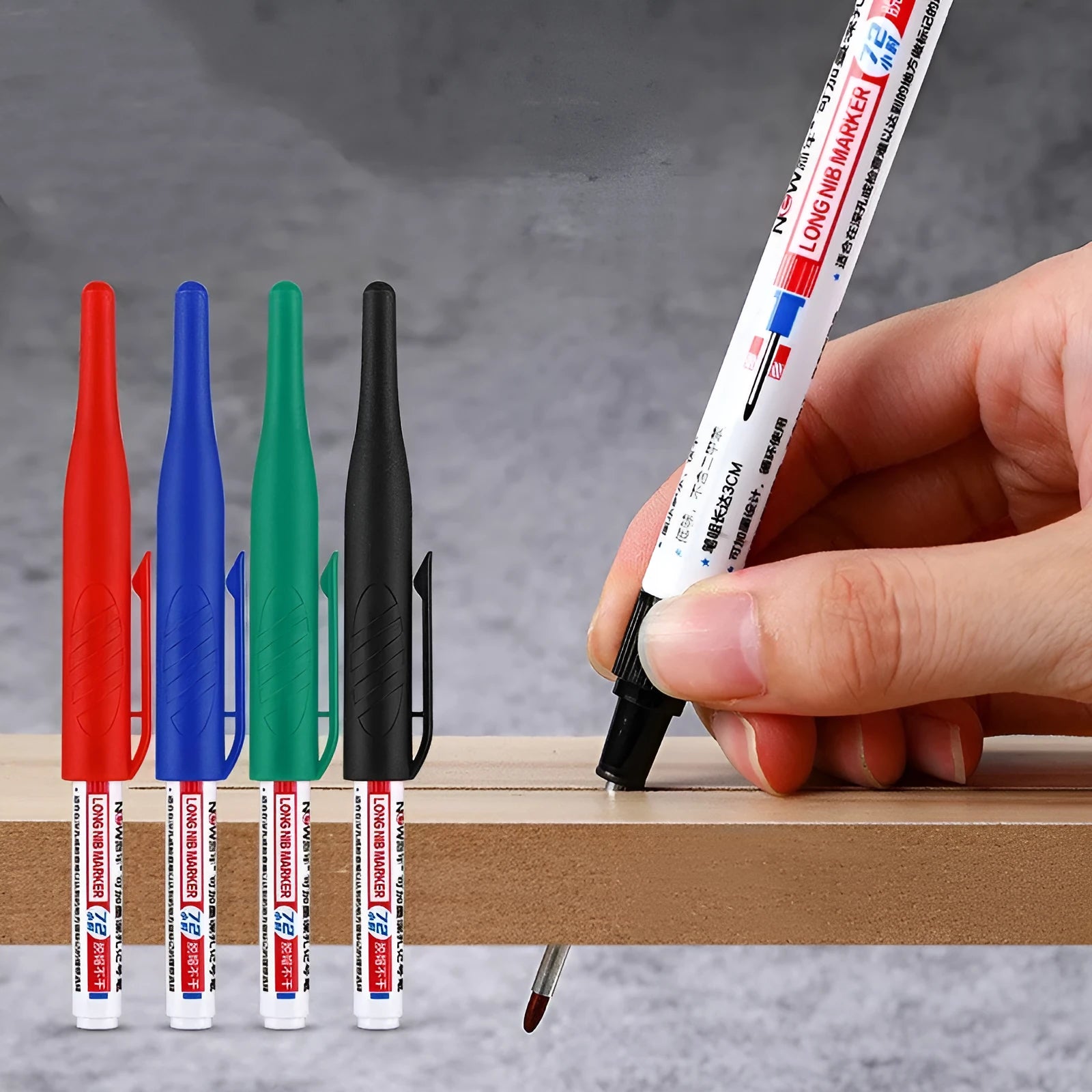 15.2 cm woodworking oil marker in black red blue green colours for quick-dry waterproof marking