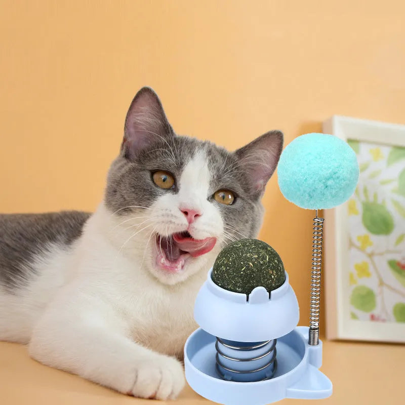 Blue lucky cat mint ball cat toy with self-moving mechanism