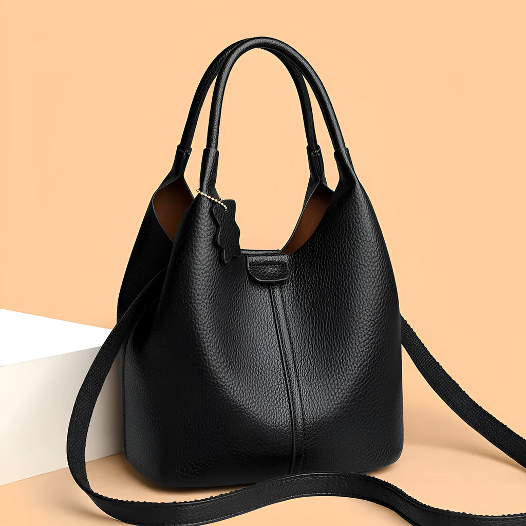 New all-match tote crossbody bag in soft PU leather with double shoulder straps, sandwich pocket, in khaki colour