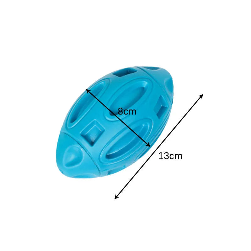Blue green orange squeaky dog chew ball for medium large breed aggressive chewers