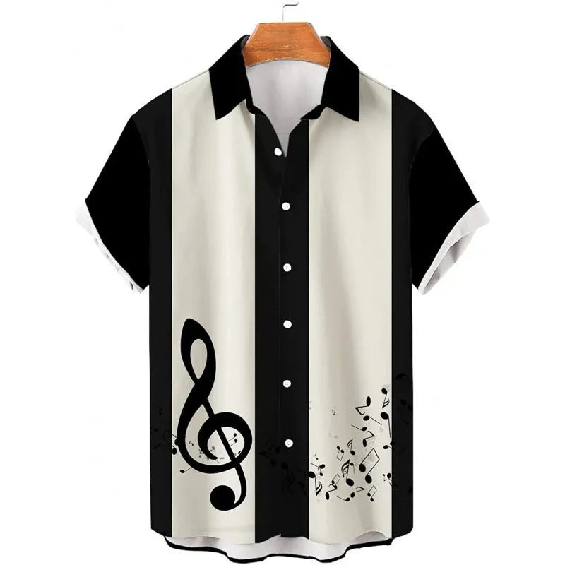 Men's fashion shirt with 3D digital printing, short sleeves, polyester fabric, colour JYT007 pattern