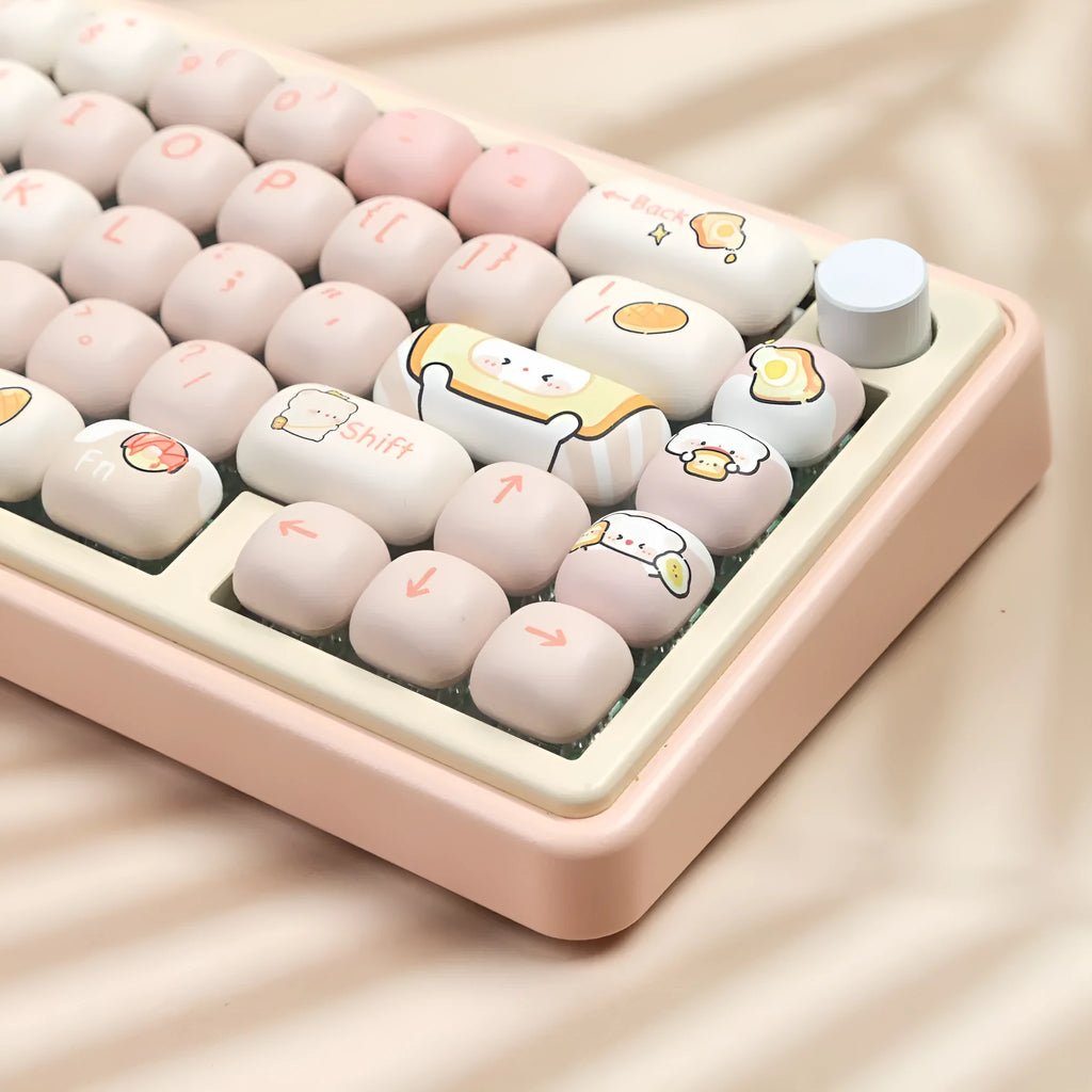 MOG profile mechanical keyboard key caps with Steamed Bread designs in PBT plastic