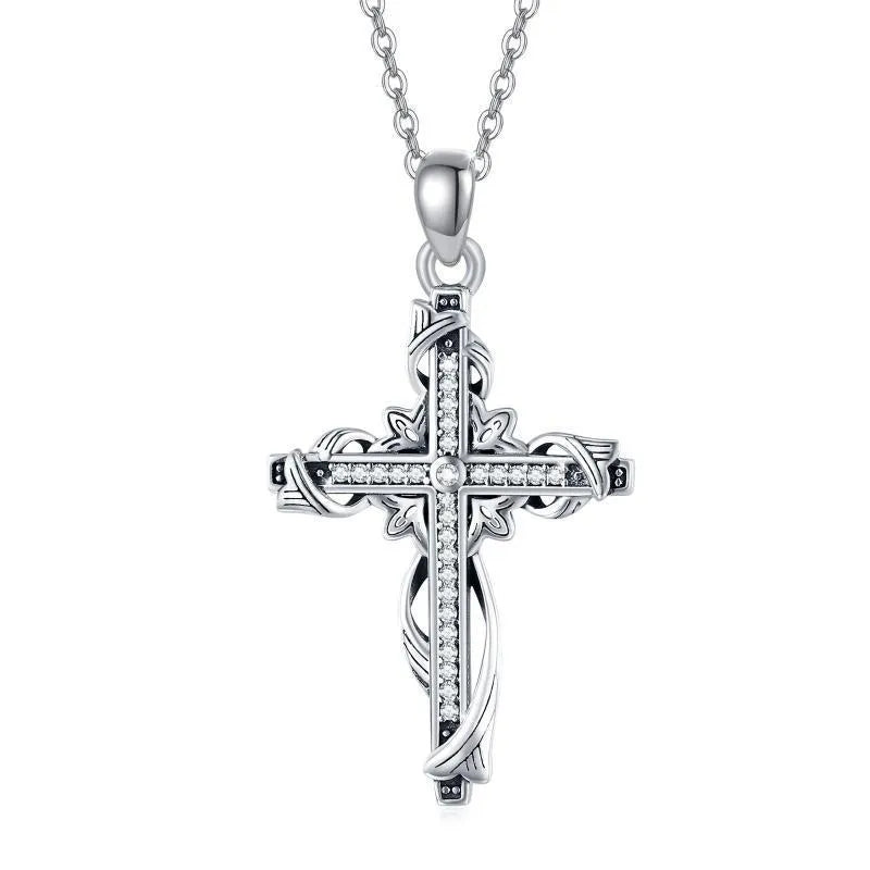 925 sterling silver cross pendant necklace for women silver colour 26mm by 17.5mm