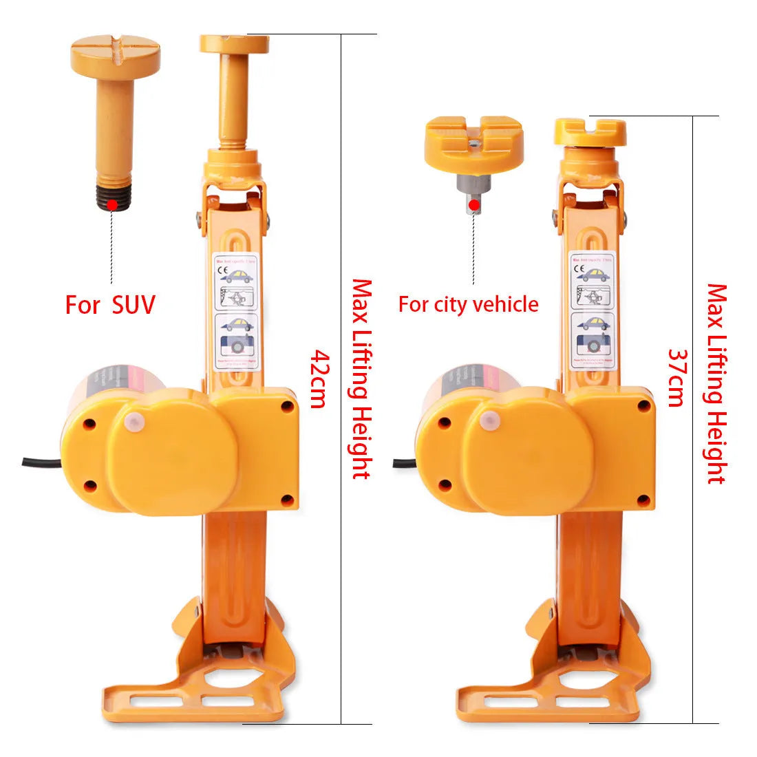 Yellow 12V electric car jack set with electric wrench for vehicle tyre changes