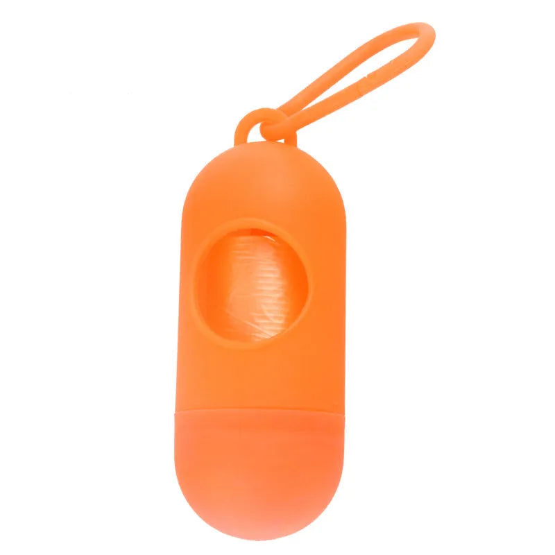 Plastic dog waste bag dispenser holder with a side hook, shown in blue colour