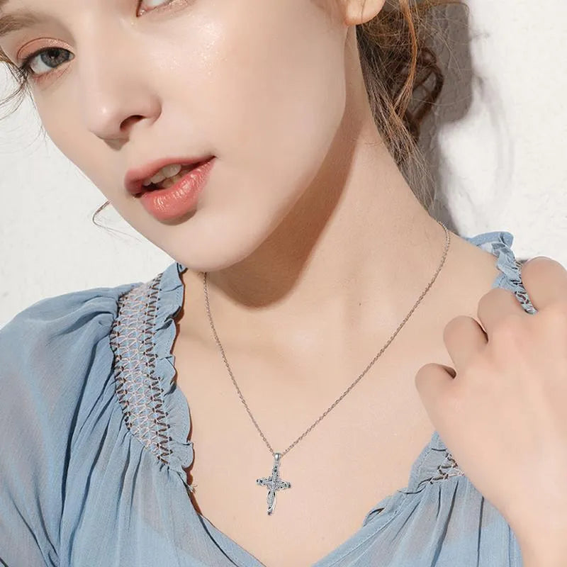 925 sterling silver cross pendant necklace for women silver colour 26mm by 17.5mm