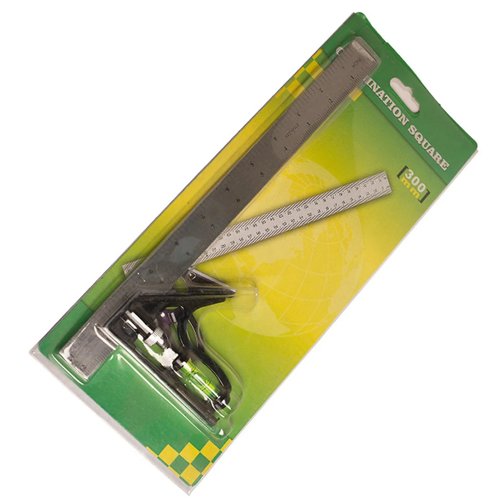 Red 7inch metal combination angle ruler with metric scales for surveying