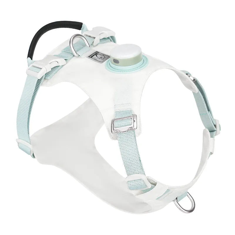 Adjustable dog chest harness with LED night light attachment in multiple colour options