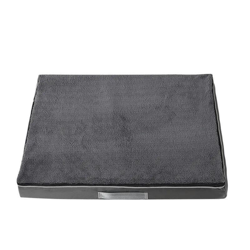 Removable washable memory sponge dog mat in brown, shown with a detached cover for cleaning.