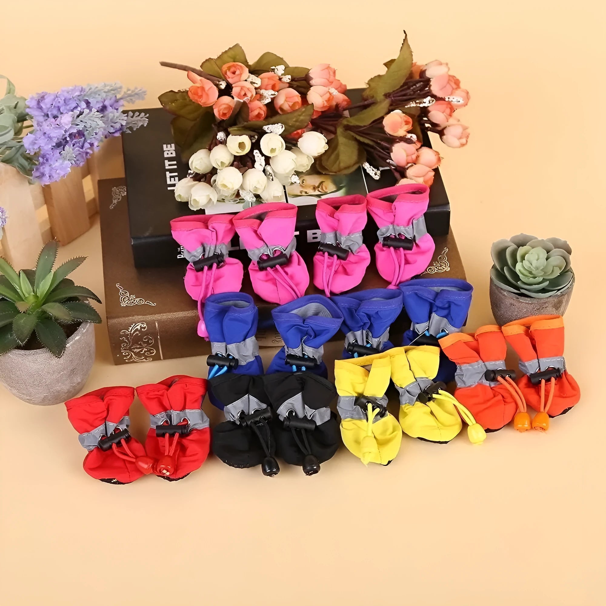 Four seasons breathable cloth dog shoes in multiple colours including fleece-lined red and monkey designs