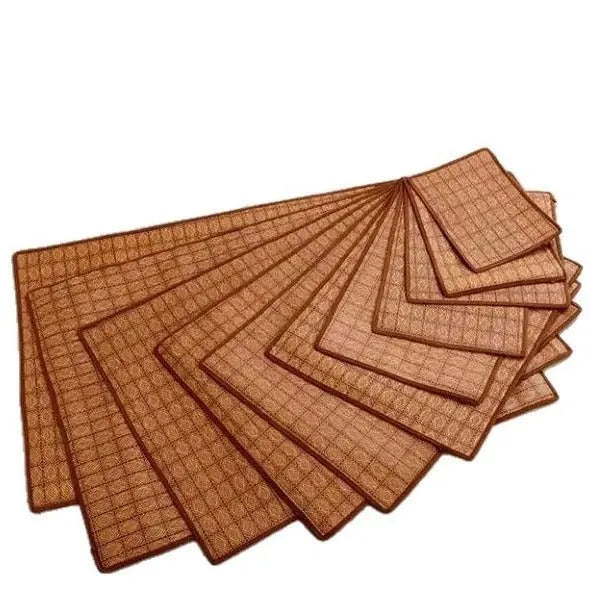 Brown woven rattan cooling mat for a dog in a large size.