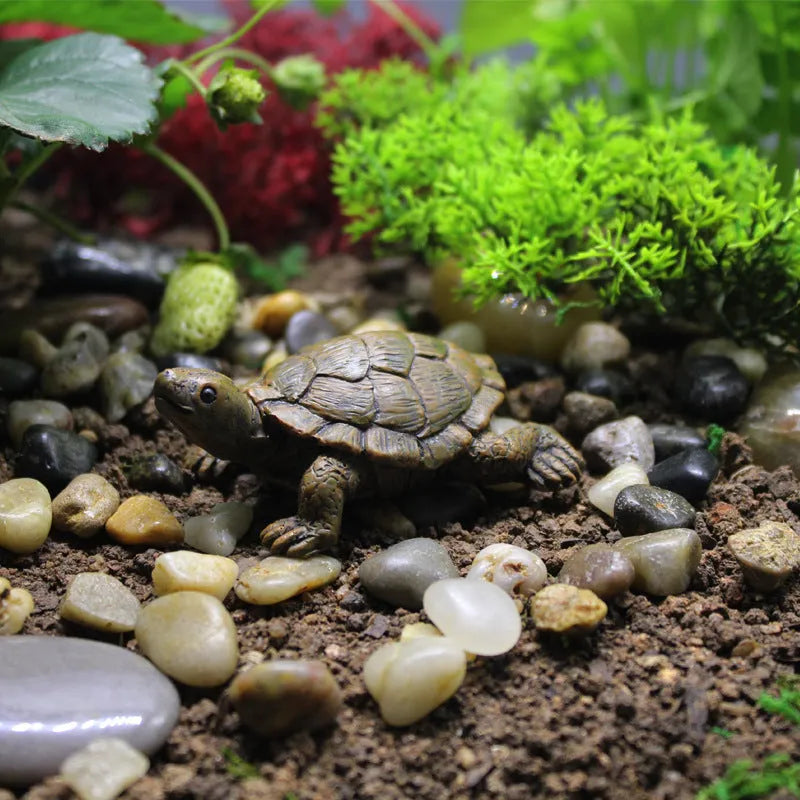 Resin simulation turtle garden ornament for micro landscape displays