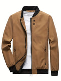 Men's slim-fit fashion collar casual jacket in chemical fibre blend, available in multiple colours