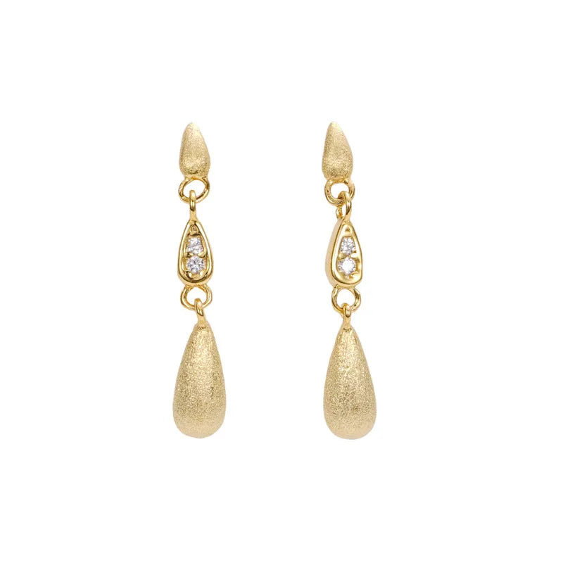 Pure silver brushed drop tassel earrings for women with electroplating finish, plain silver colour