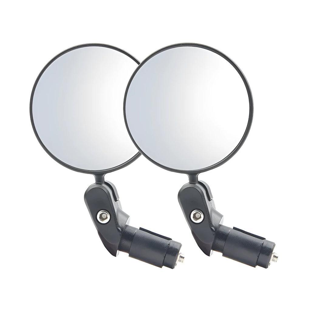 Black foldable convex rearview mirror with 7cm diameter reflector and rotating mount