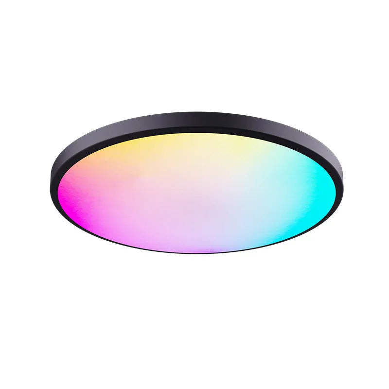 RGBCW intelligent bluetooth ceiling lamp in black or white finish, 300mm diameter, with app and remote control for colour and dimming