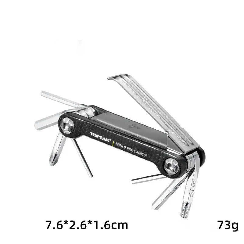 Stainless steel bicycle mountain bike repair kit with multi-tool combination equipment in black and gold finishes