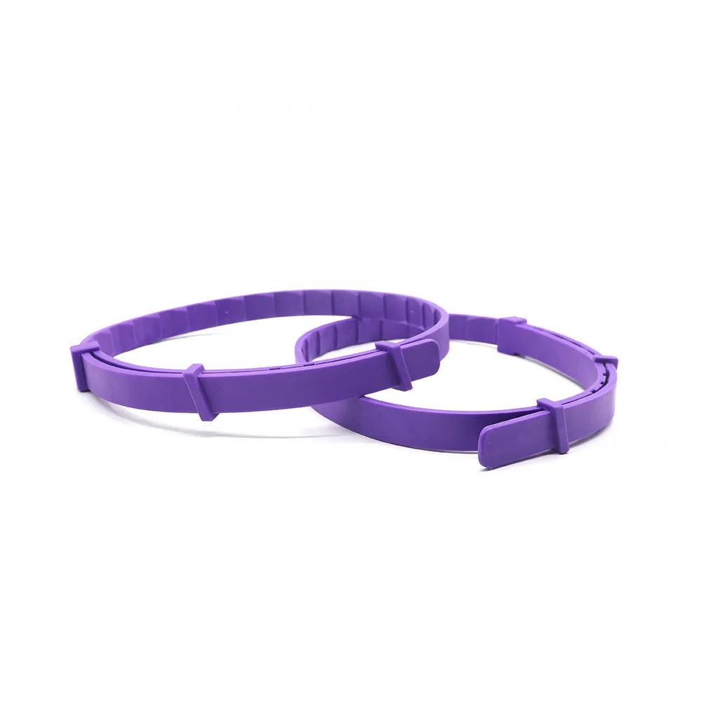 Set of four TPR dog anxiety relief collars in monochrome colors with 62cm length
