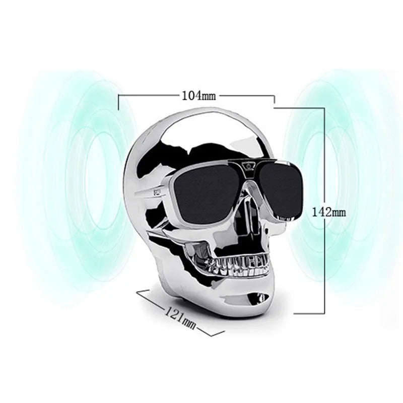 Skull-shaped wireless Bluetooth speaker with 10-hour battery in various colour options