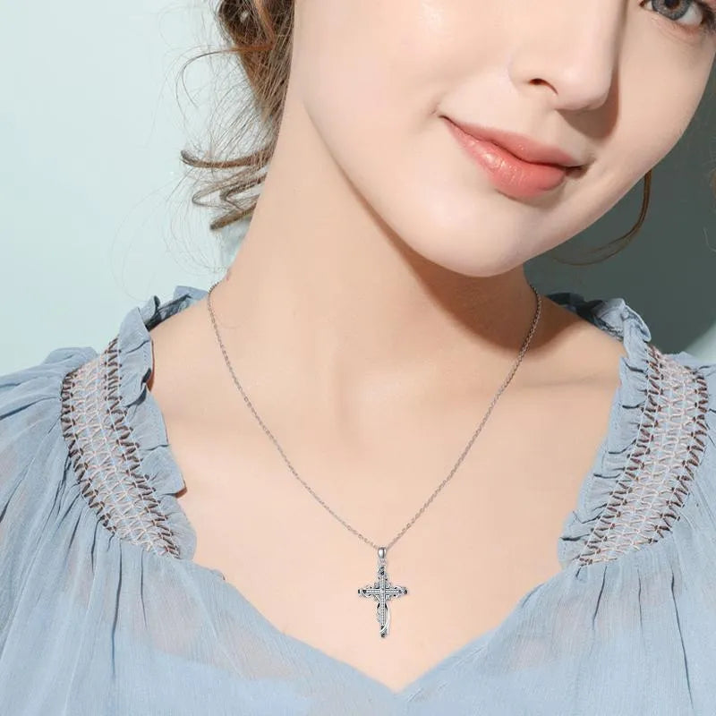 925 sterling silver cross pendant necklace for women silver colour 26mm by 17.5mm