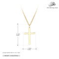 Simple sterling silver cross pendant necklace with glossy finish on adjustable O-link chain
