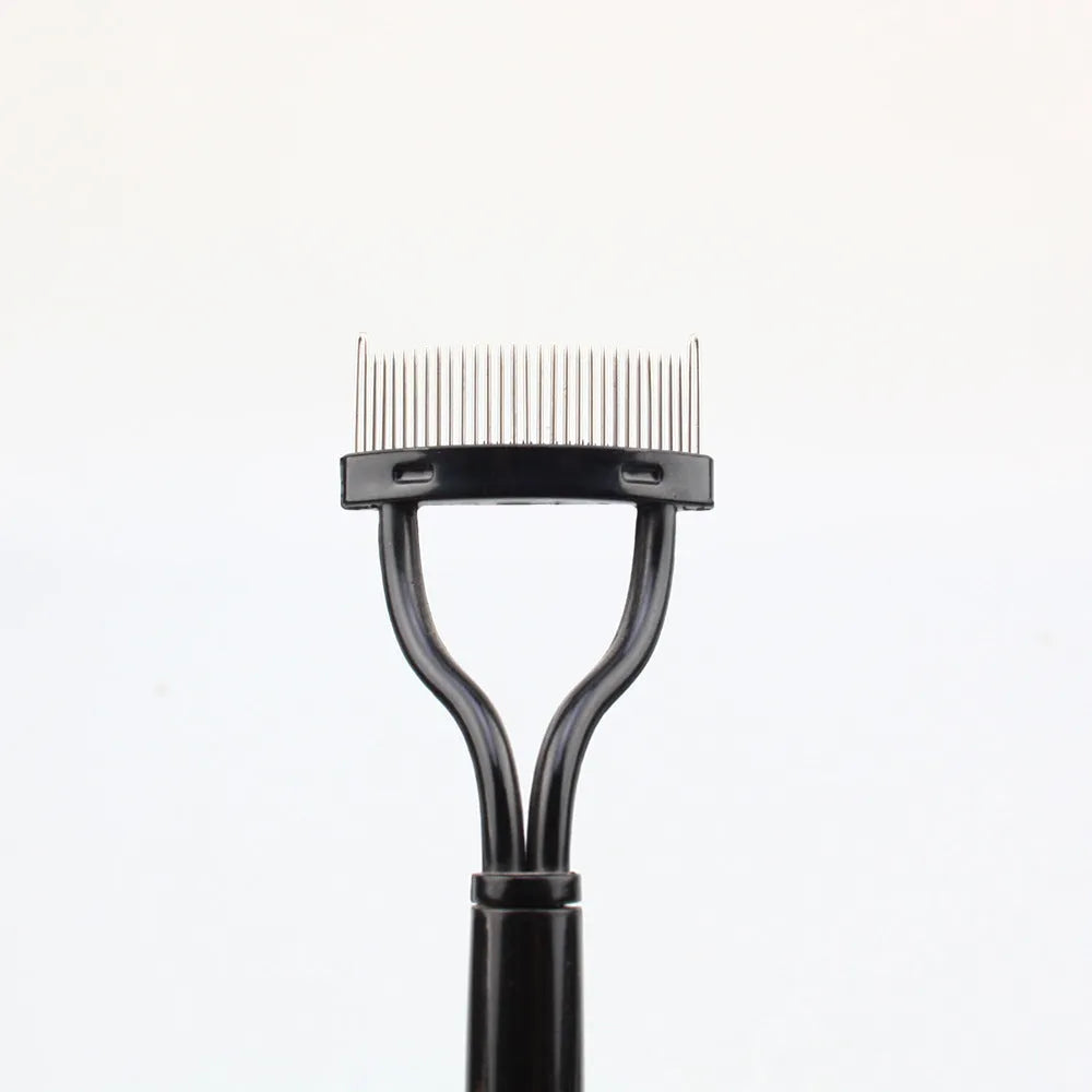 Collapsible steel needle eyelash comb for lash separation and eyebrow grooming, 3x14cm