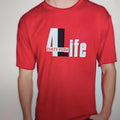 Red loose-fit men's cotton t-shirt with short sleeves and round neck on a white background.