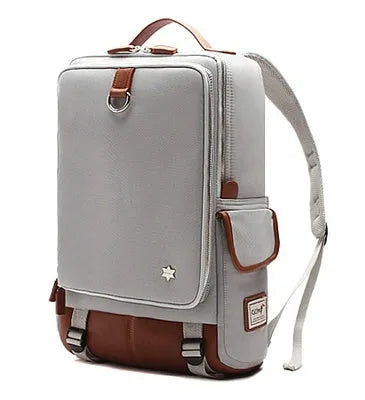 Modern men's backpack in Oxford cloth showing large main compartment, available in army green colour.