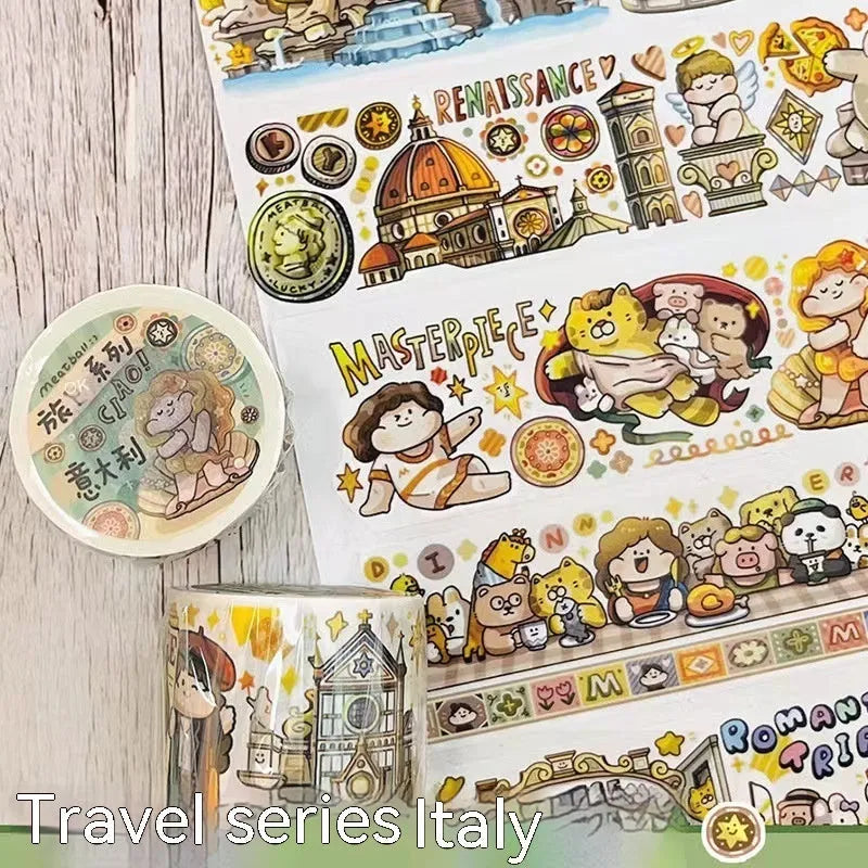 Cartoon character decorative stickers for haemorrhoid tape packaging on Japanese paper