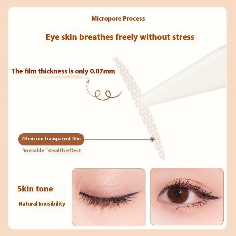 Invisible lace double eyelid stickers in three shades creating natural-looking creases