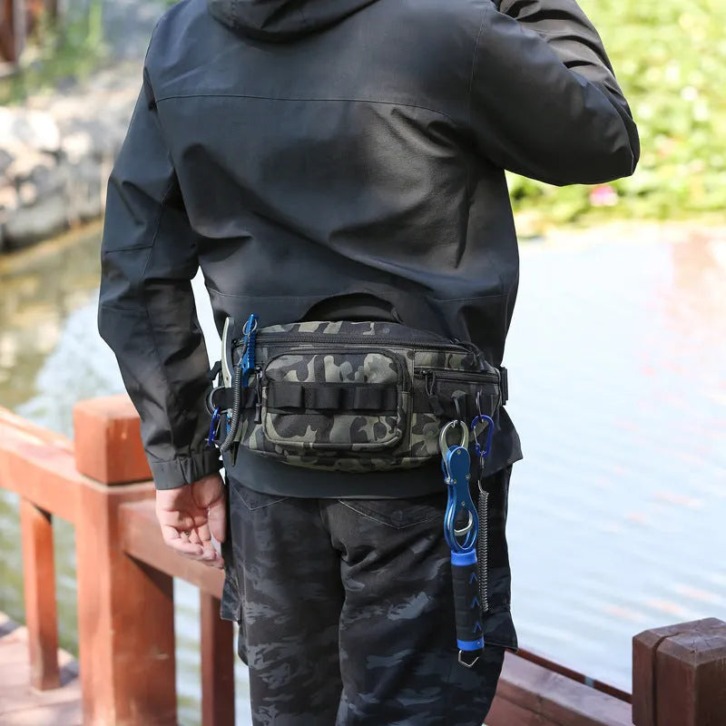 New waist bag men's multi-functional crossbody waterproof backpack outdoor sports solid colour polyester