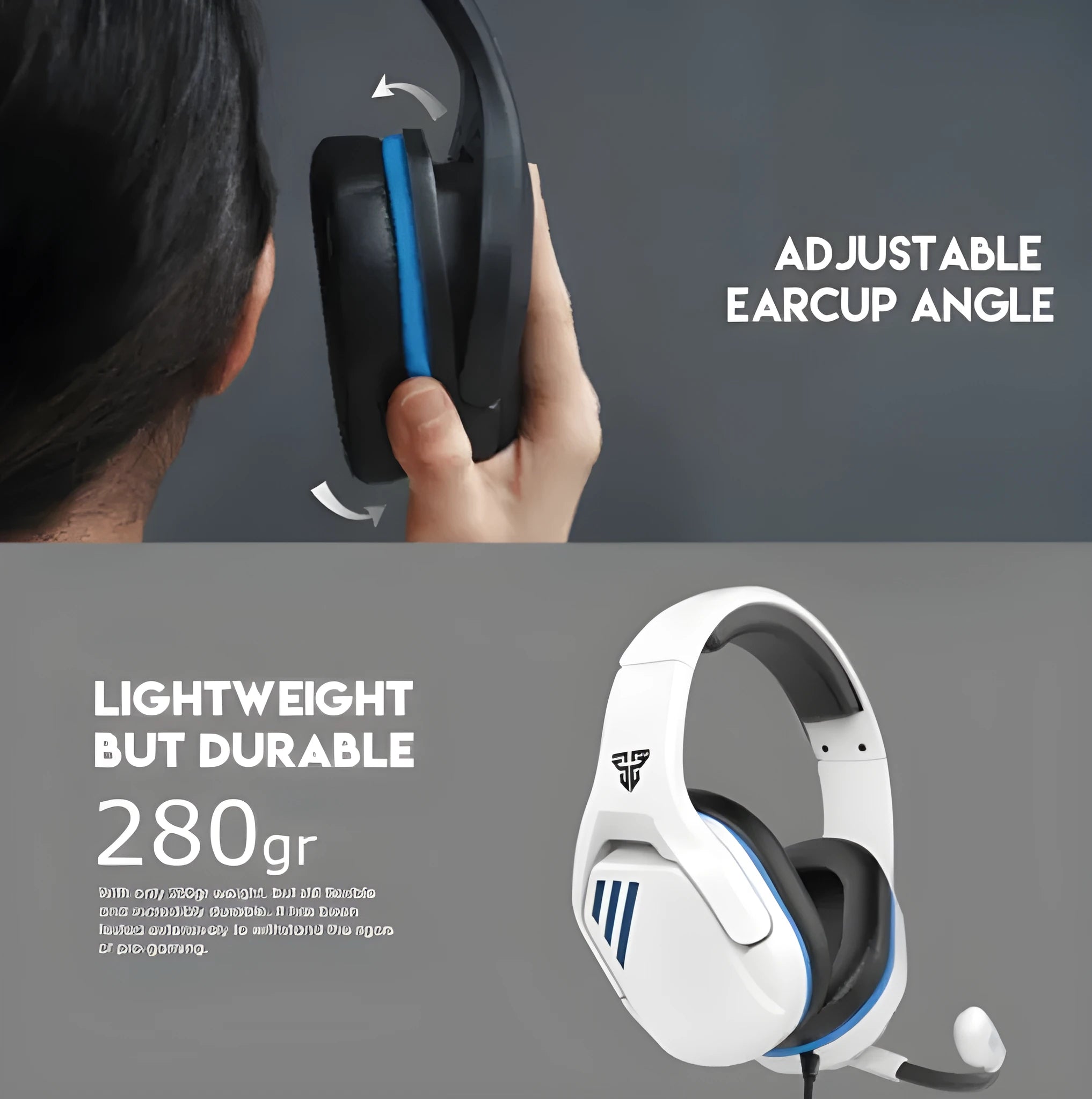 MH86 Esports gaming headset in black or white with a 2-metre cable and an omnidirectional microphone.