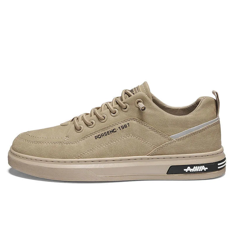 Men's waterproof casual work shoes with non-slip rubber sole in black, grey, or khaki colours