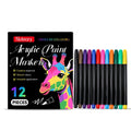 Set of 12 acrylic paint markers with water-based ink for art and craft projects