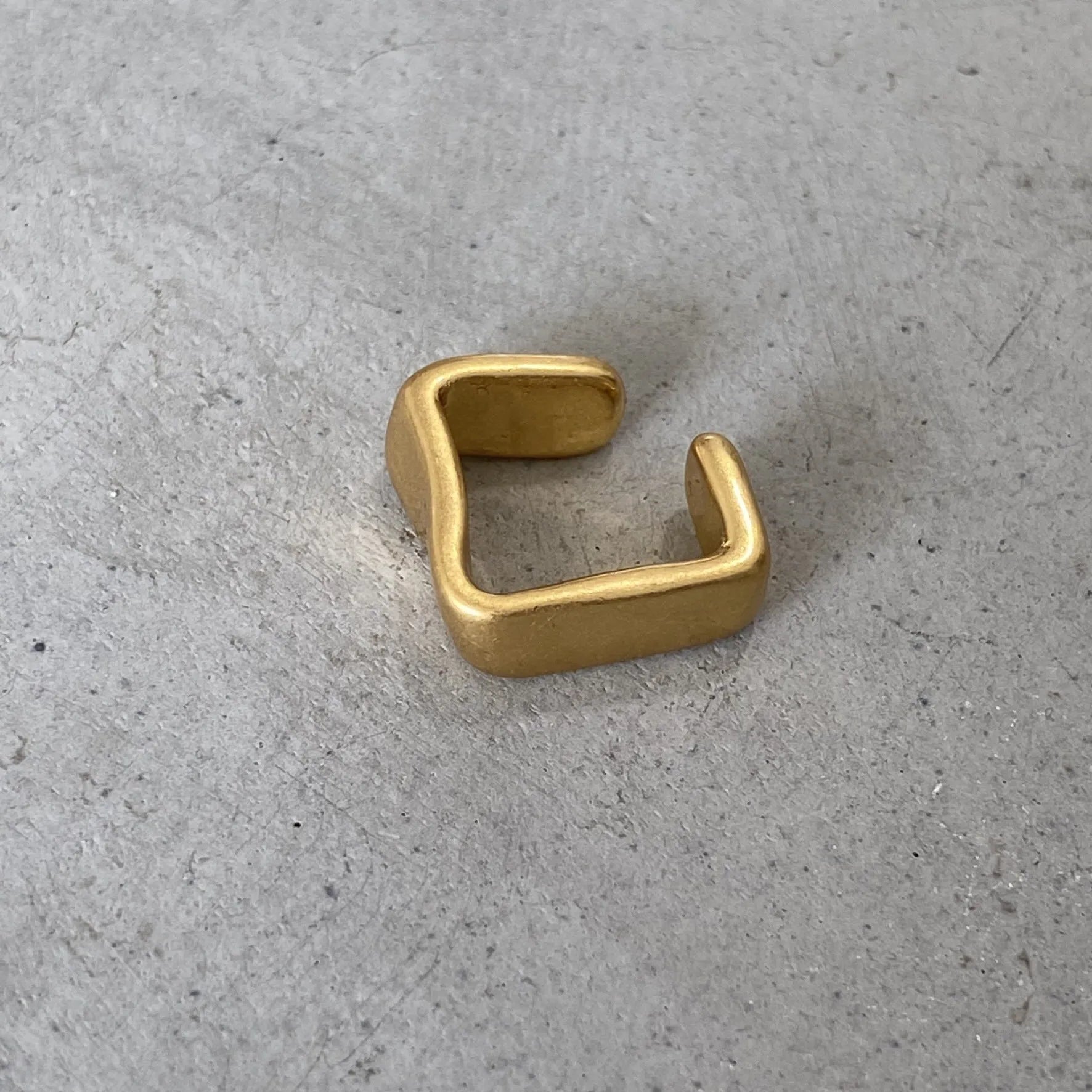 Geometric brass ear clip for women electroplated copper clip-on earring bright gold finish