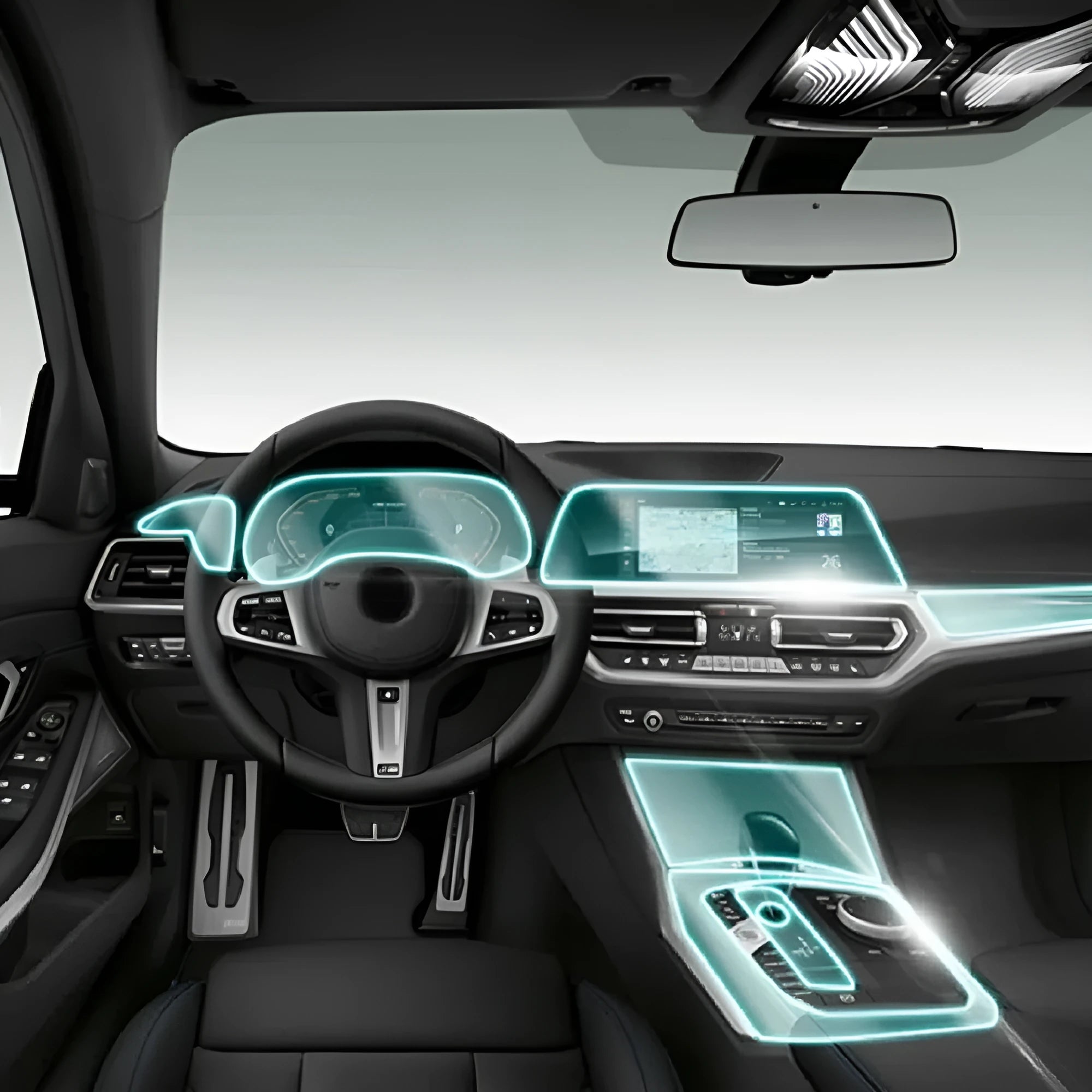 Transparent TPU protective film for BMW 3 Series dashboard and interior surfaces