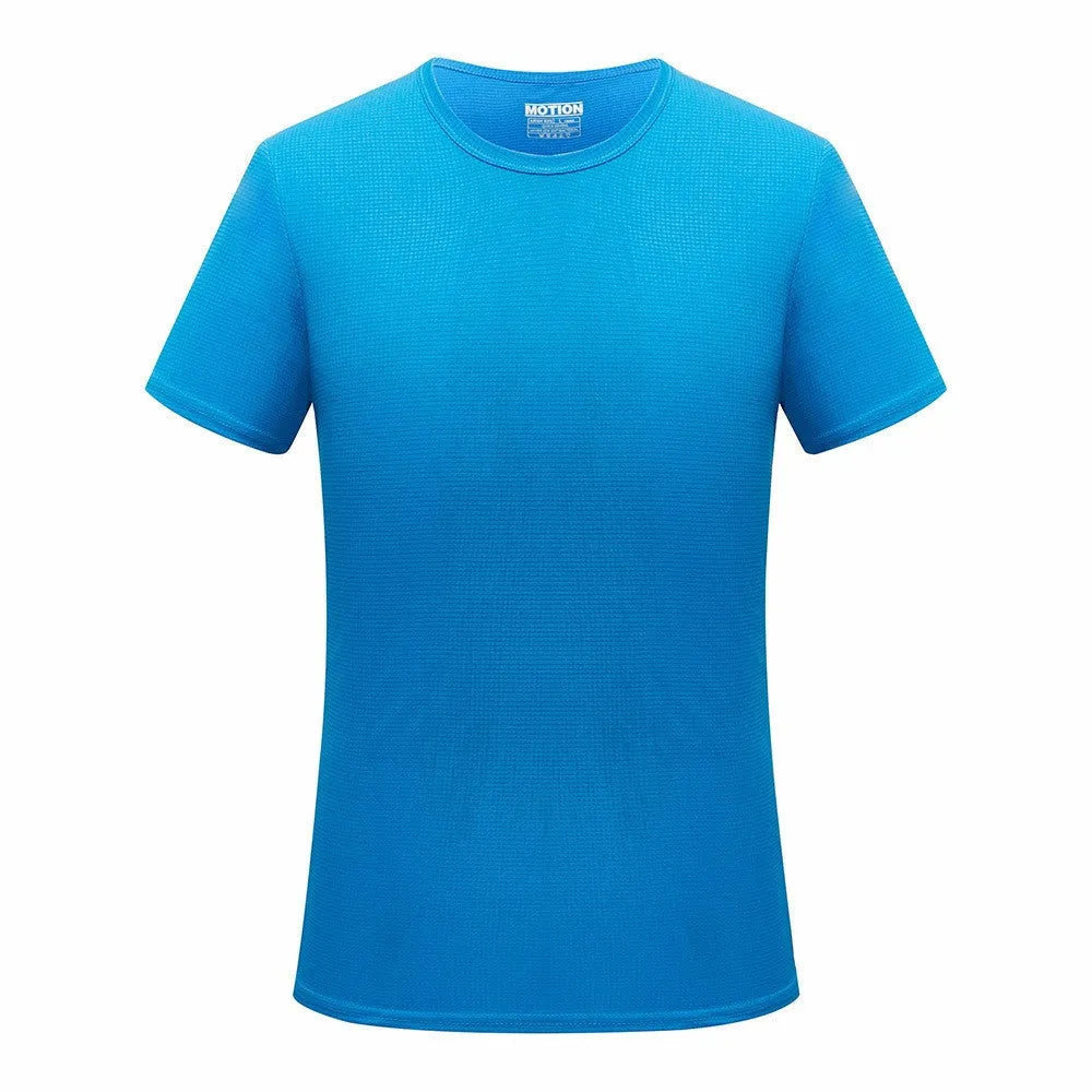 Men quick dry slim fit t-shirt in solid colour, round neck, short sleeves for running and gym training