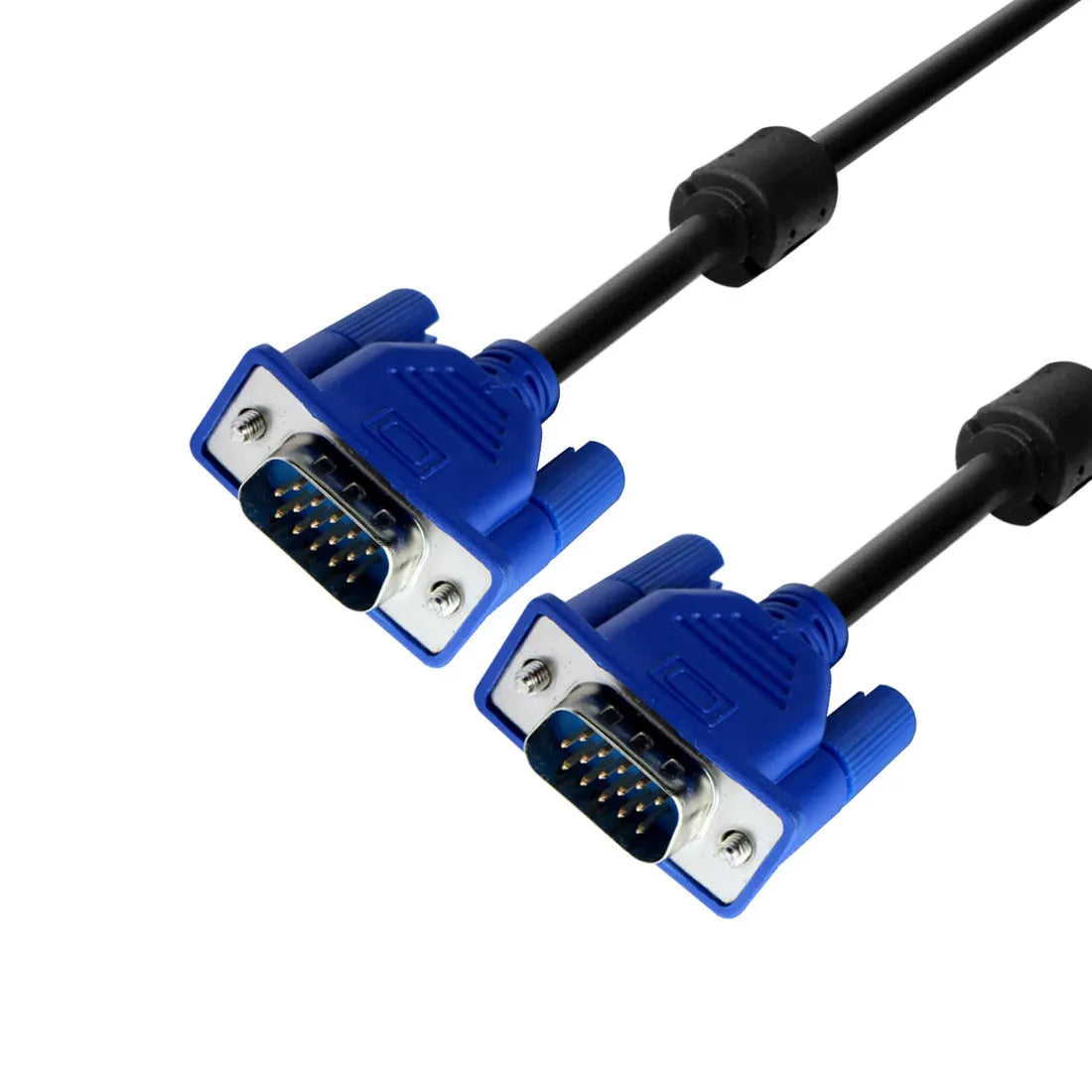 Black VGA cable with blue connector moulding and nickel-plated terminals, 1.5 metres long