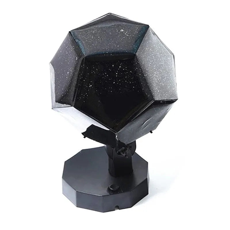 LED starry sky projector showing constellation projection on bedroom ceiling with remote control