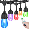 15m RGBW LED string lights with 15 Edison bulbs for outdoor garden patio use