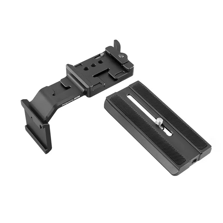 Dual position extension handle for camera gimbals with stabiliser accessory